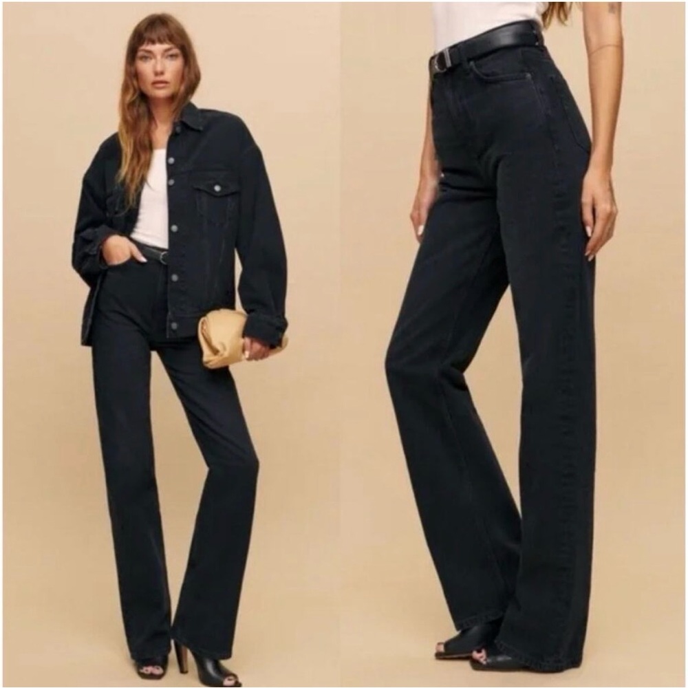 Reformation Wilder Black Wide Leg High Rise Jeans Size 26